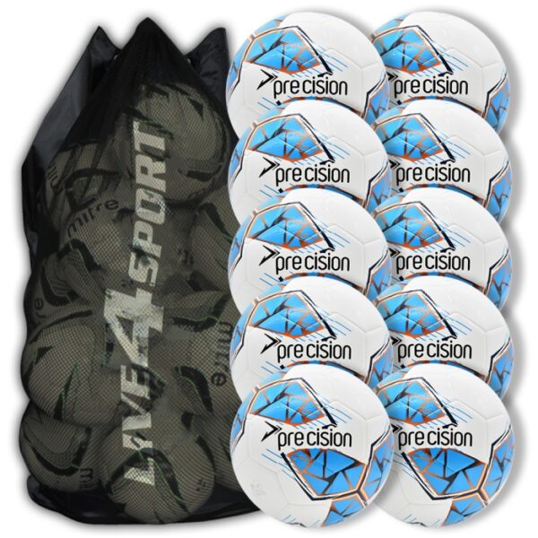 Fusion FIFA Basic Training Football White/Cyan 10 Ball Deal Plus FREE Bag