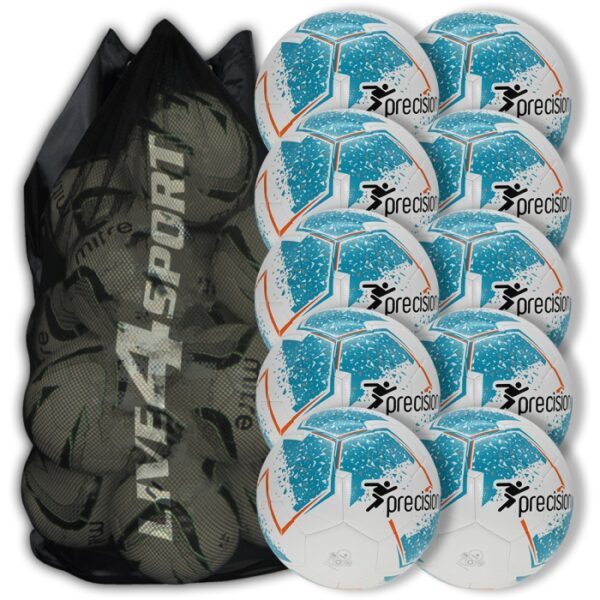 Fusion Football - White/Cyan 10 Ball Deal Plus FREE Bag