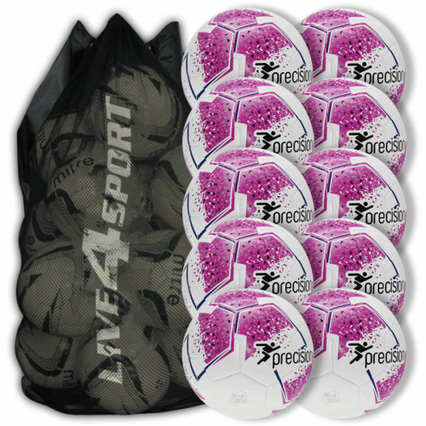 Fusion Football - White/Pink 10 Ball Deal Plus FREE Bag
