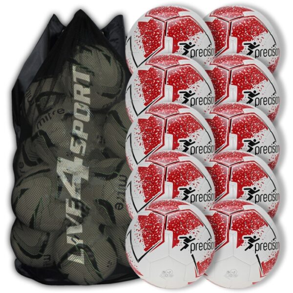 Fusion Football - White/Red 10 Ball Deal Plus FREE Bag