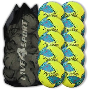 Fusion FIFA Basic Training Football Yellow/Teal 10 Ball Deal Plus FREE Bag
